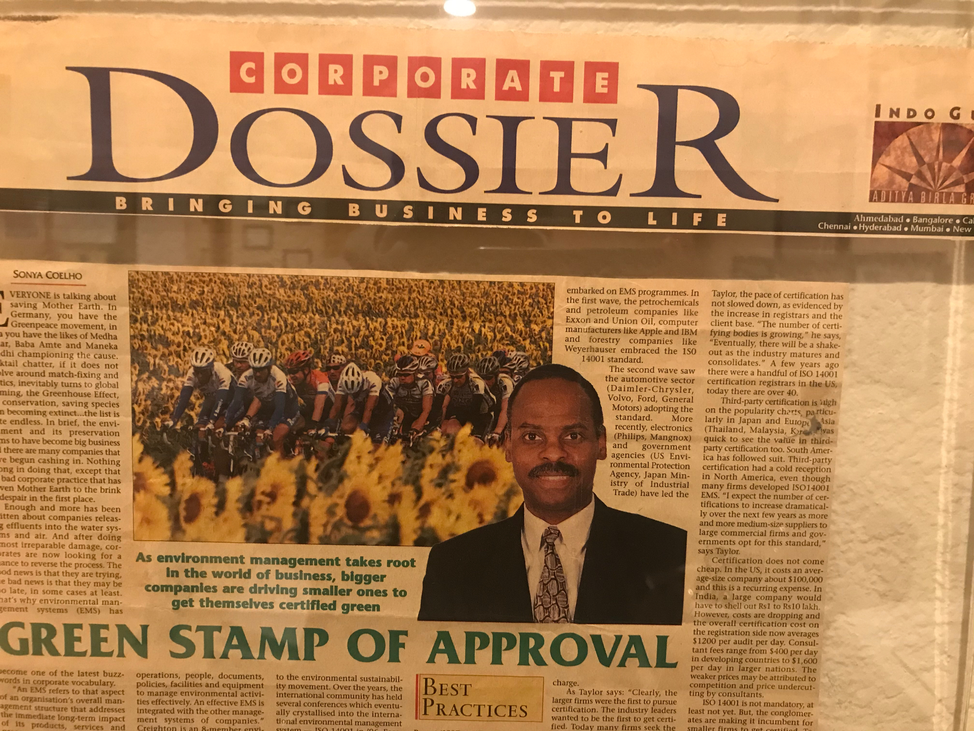 Corporate Dossier newspaper cover featuring The Creighton Group President